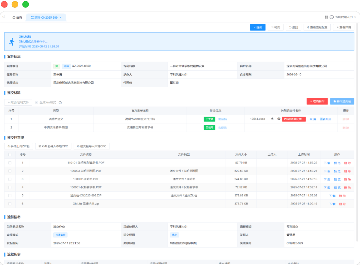 知识产权管理系统XML转档示范图